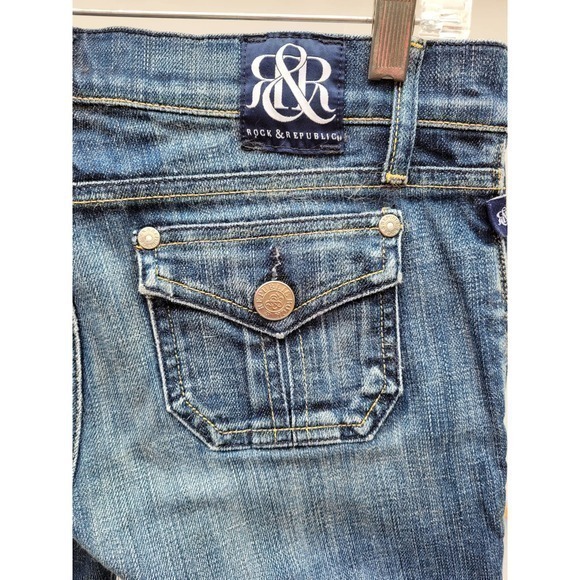 HP Rock and Republic Flap Button Back Pocket Embellished Denim‎ Bootcut Jeans - Picture 13 of 16